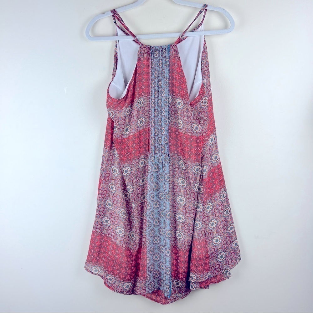 Dex | Bohemian Vintage Style Festival Geometric Print Chiffon Dress | L - Picture 3 of 5